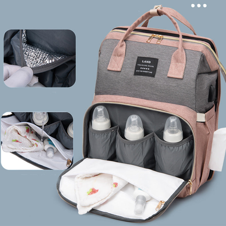 Sac à dos isotherme grande capacité pour bébé et pour faciliter la vie de maman avec son berceau intégrée