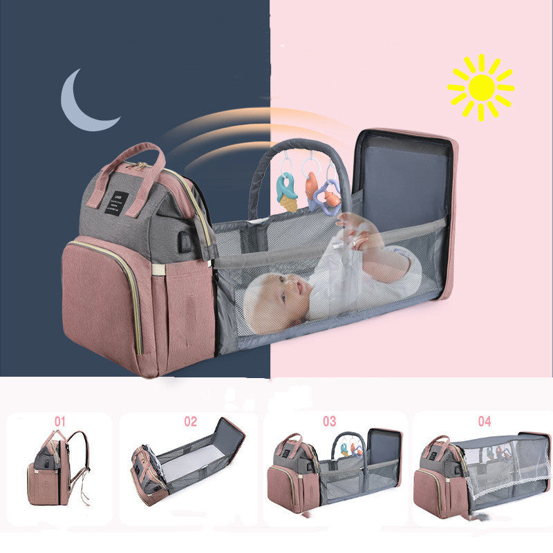 Sac à dos isotherme grande capacité pour bébé et pour faciliter la vie de maman avec son berceau intégrée
