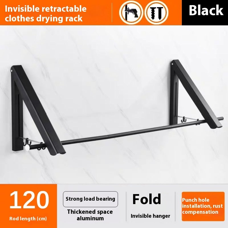 Cintre mural rétractable pliable en aluminium sans perforation suspendu imperméable