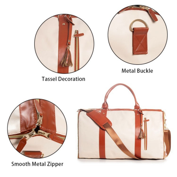 Sac en cuir de vêtements de voyage pliable pour femmes - Grand sac de voyage - Sac de voyage d’affaires pour femmes