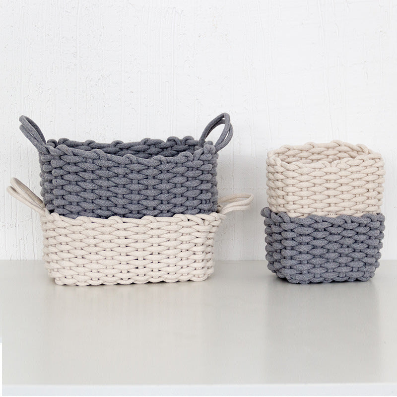 Nordic Boîte de rangement en corde de coton épais tissée à la main - Panier de rangement simple