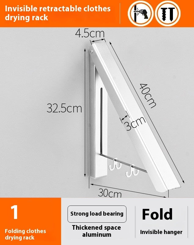 Cintre mural rétractable pliable en aluminium sans perforation suspendu imperméable