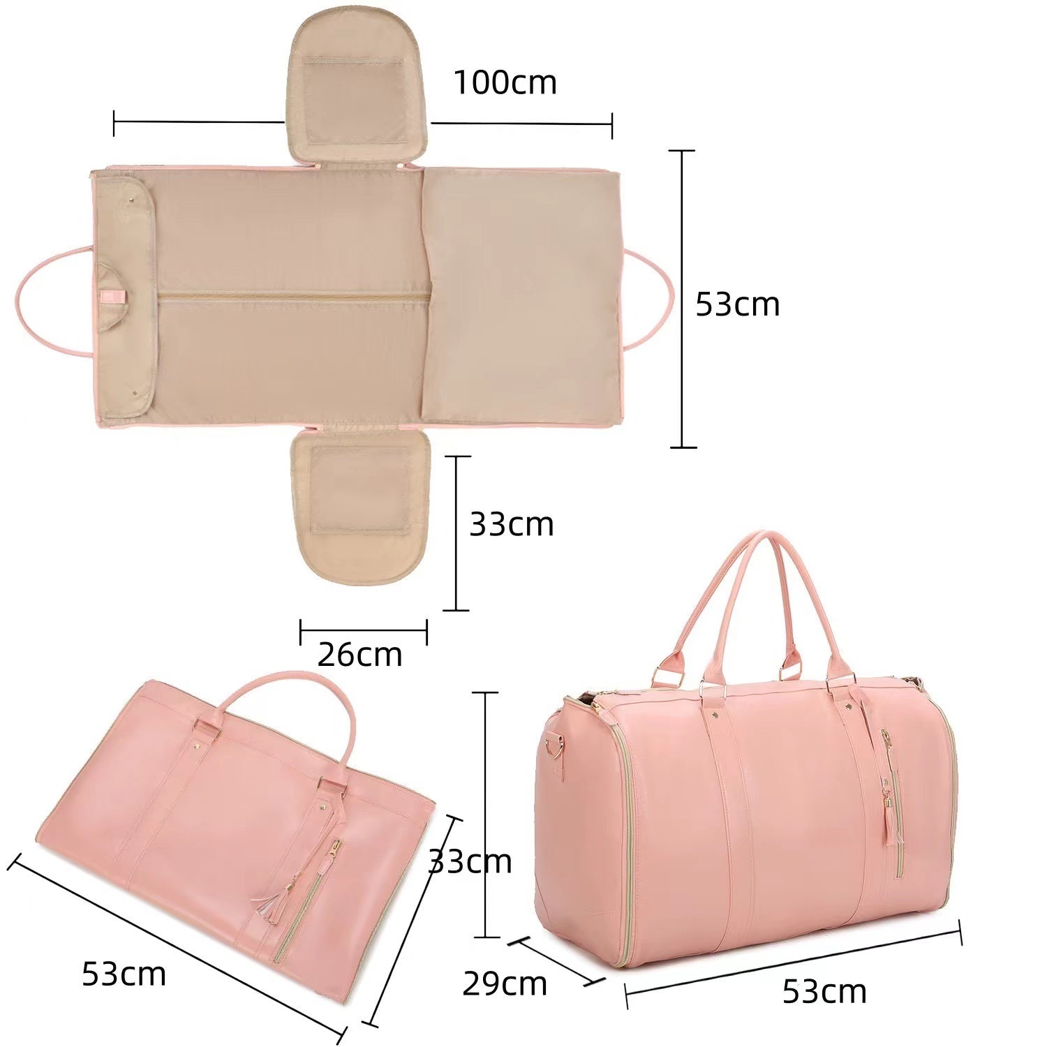 Sac en cuir de vêtements de voyage pliable pour femmes - Grand sac de voyage - Sac de voyage d’affaires pour femmes