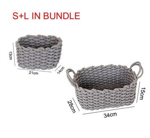 Nordic Boîte de rangement en corde de coton épais tissée à la main - Panier de rangement simple