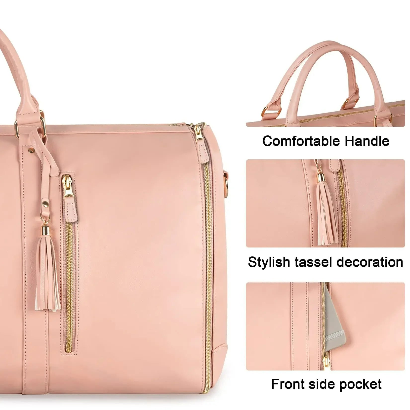 Sac en cuir de vêtements de voyage pliable pour femmes - Grand sac de voyage - Sac de voyage d’affaires pour femmes
