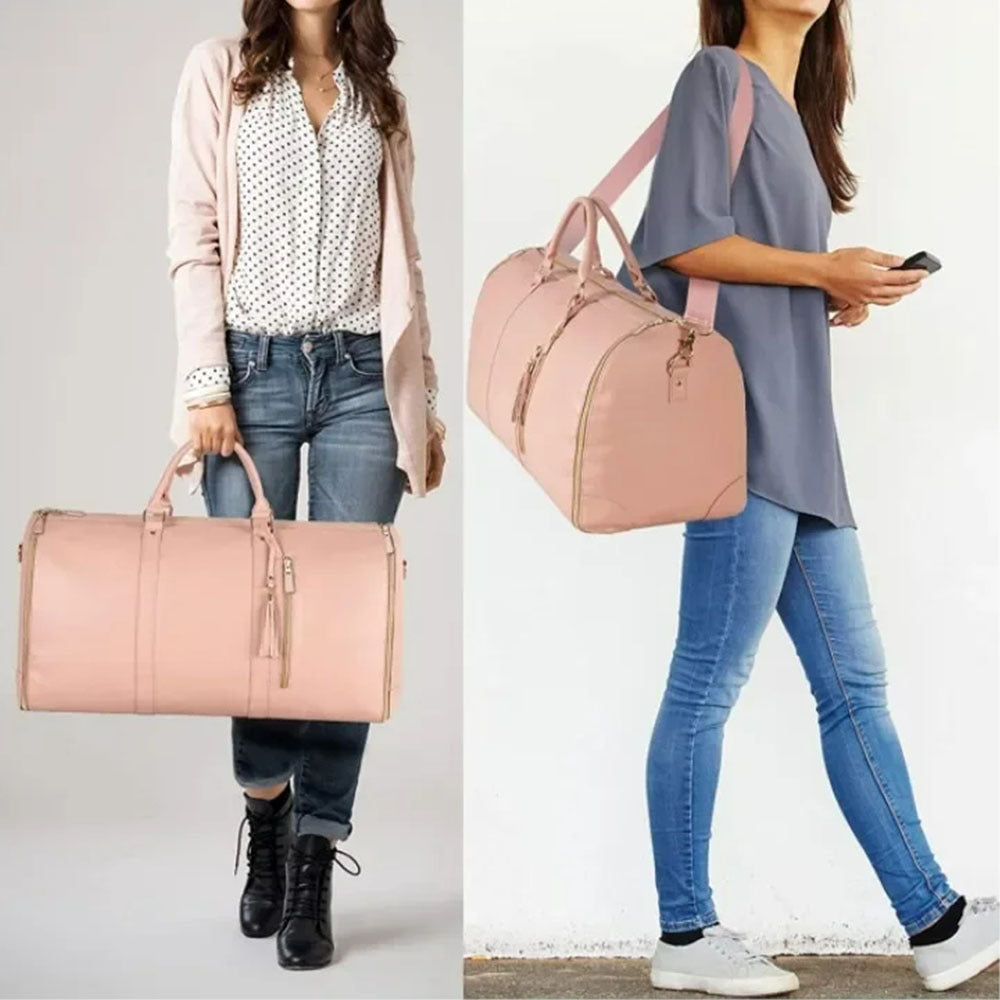 Sac en cuir de vêtements de voyage pliable pour femmes - Grand sac de voyage - Sac de voyage d’affaires pour femmes
