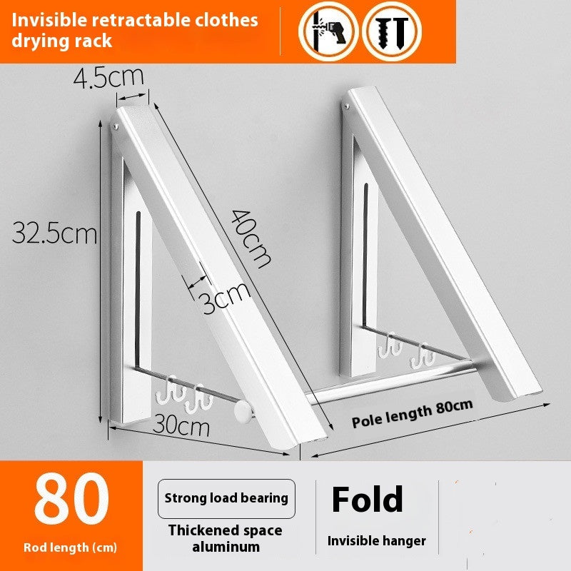 Cintre mural rétractable pliable en aluminium sans perforation suspendu imperméable