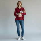 Chemisier de maternité en coton à col rond, pouvant faciliter l'allaitement