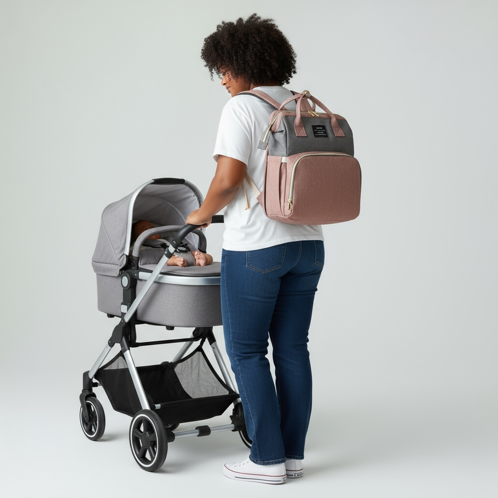 Sac à dos isotherme grande capacité pour bébé et pour faciliter la vie de maman avec son berceau intégrée