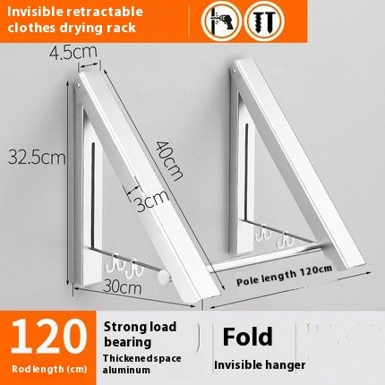 Cintre mural rétractable pliable en aluminium sans perforation suspendu imperméable