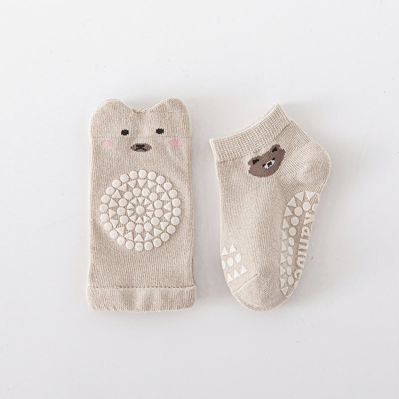 Ensemble de chaussettes antidérapantes et genouillères -pour le printemps et l’automne unisexe respirant motif de dessin animé