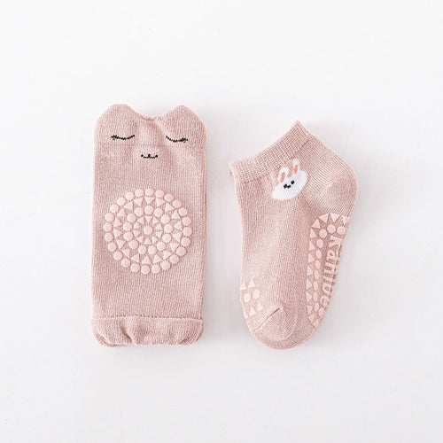 Ensemble de chaussettes antidérapantes et genouillères -pour le printemps et l’automne unisexe respirant motif de dessin animé