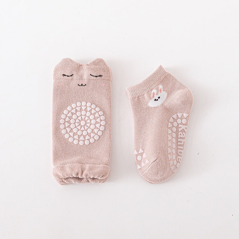 Ensemble de chaussettes antidérapantes et genouillères -pour le printemps et l’automne unisexe respirant motif de dessin animé