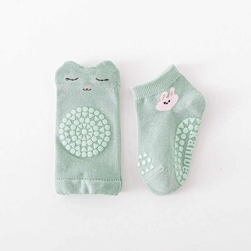 Ensemble de chaussettes antidérapantes et genouillères -pour le printemps et l’automne unisexe respirant motif de dessin animé