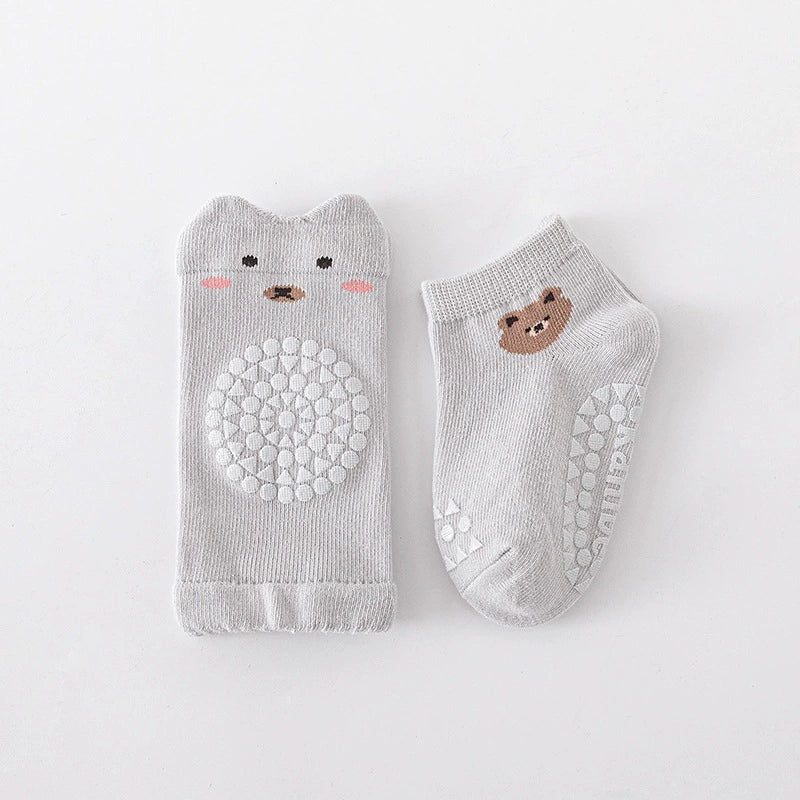 Ensemble de chaussettes antidérapantes et genouillères -pour le printemps et l’automne unisexe respirant motif de dessin animé